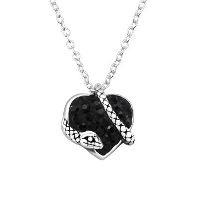 Snake Heart Sterling Silver Necklace
